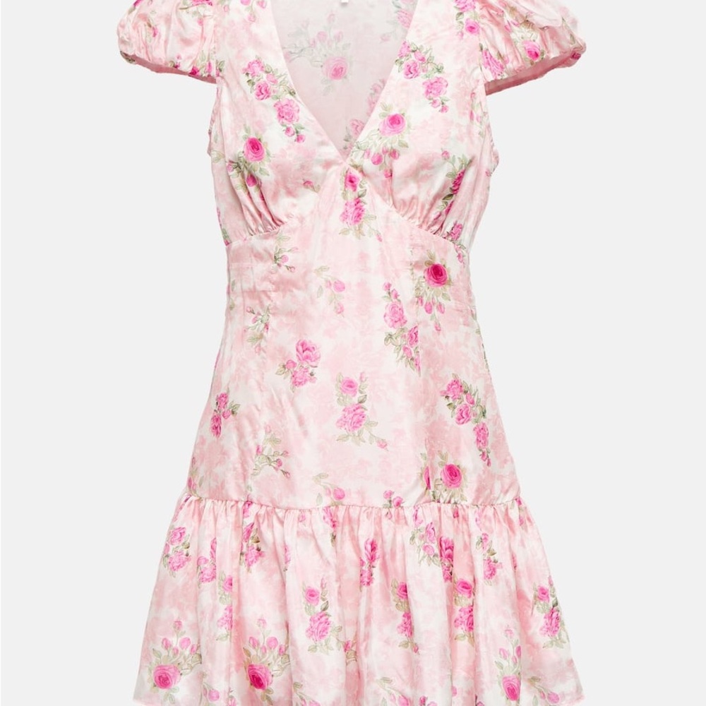 LoveShackFancy Russ Silk Mini Dress in Pink